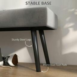 Rackhams End of Bed Bench with X-Shape Design and Steel Legs, Upholstered Hallway Bench for Bedroom, Grey - thumbnail 5