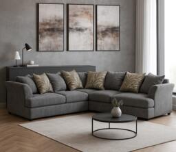 Rackhams Mellors Chenille 5 Seater Corner Sofa - Stone - thumbnail 2