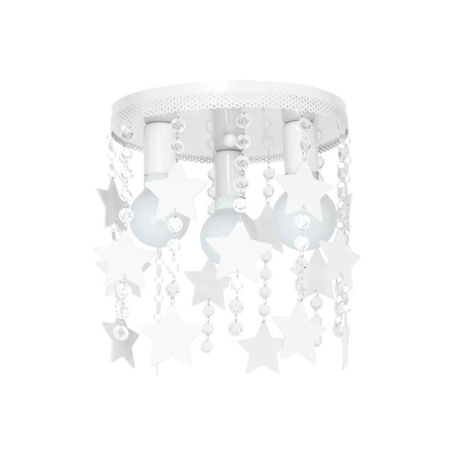 Rackhams Ceiling Lamp Star 3XE27 White Attractive Hand Made Chandelier With Suspended Crystals And Stars - Children's - image 1