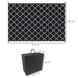 Rackhams Reversible Waterproof Outdoor Rug W/ Carry Bag, 182 x 274 cm, Black - Black - 182 x 274 x 0.3cm - thumbnail 5