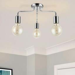 Rackhams Fraser 3 Light Metal Ceiling Flush Light - Chrome