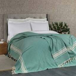 Rackhams Linear Cotton Blanket - Bedspread - Super King (270 x 260 cm) - Lilac on Natural - thumbnail 2