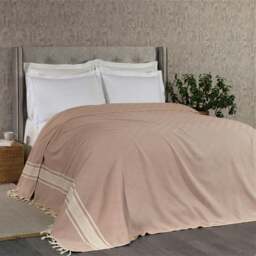 Rackhams Linear Cotton Blanket - Bedspread - Super King (270 x 260 cm) - Lilac on Natural - thumbnail 5