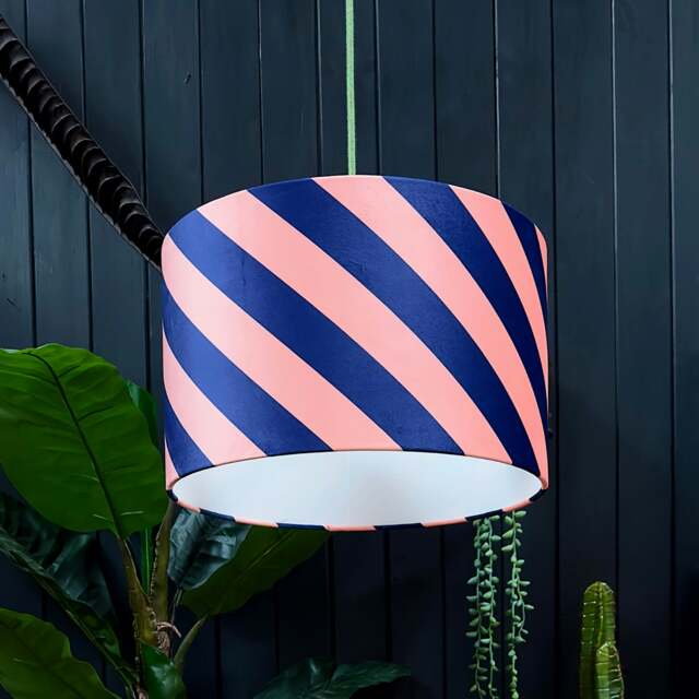 "Rackhams Peach Fuzz Helter Skelter Velvet Lampshades - 25cm diameter x 20cm height / 10"" x 8""" - image 1