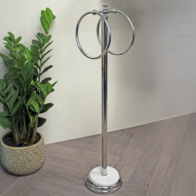 Rackhams Opera White/Chrome Freestanding Double Towel Ring - image 1