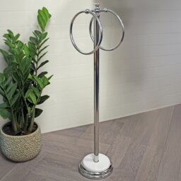 Rackhams Opera White/Chrome Freestanding Double Towel Ring - thumbnail 1