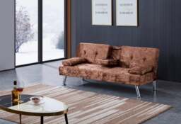 Rackhams Verona Crushed Velvet Sofa Bed with Drink Cup Holder - Silver - thumbnail 2