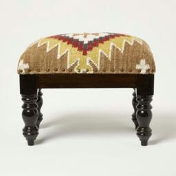 Rackhams Jaipur Handwoven Kilim Footstool - 50 x 30 cm