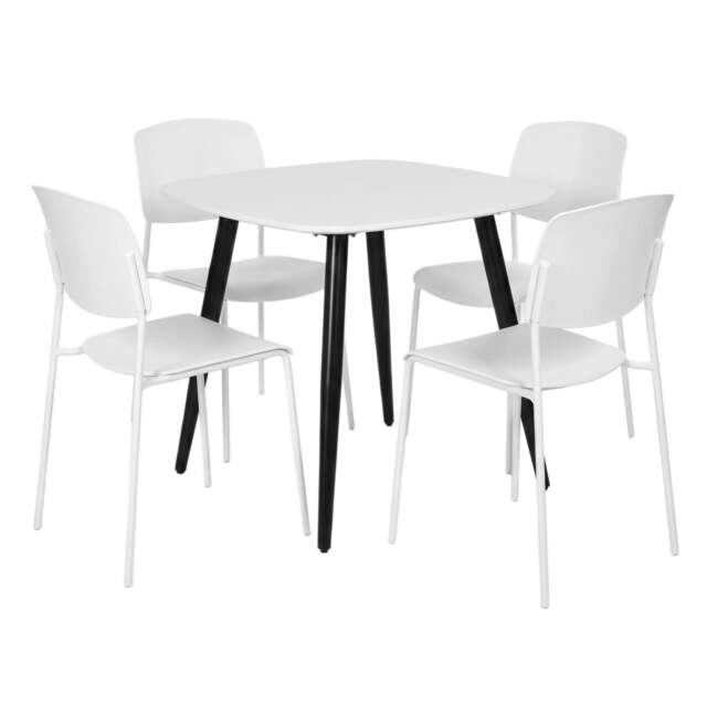 Rackhams Aspen Dining Set - White Square Table & 4 Academy Dining Chairs - White - image 1