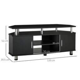 Rackhams TV Unit Cabinet for TVs up to 55 Inches with Storage Shelves and Cupboard, Entertainment Centre for Living Room, Black - thumbnail 3