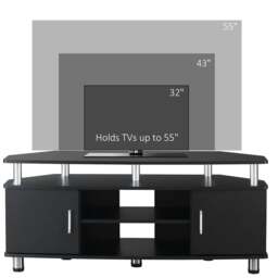 Rackhams TV Unit Cabinet for TVs up to 55 Inches with Storage Shelves and Cupboard, Entertainment Centre for Living Room, Black - thumbnail 4