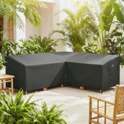 Rackhams V-Shaped Sectional Sofa Cover Waterproof Anti-UV, Black - 1 - 216 L cm x 216 W cm x 78 H cm - Furniture Cover - thumbnail 1