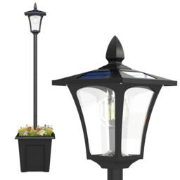 Rackhams 160cm Garden Solar Lamp Post Light, LED Solar Light Post, Black - ABS, Aluminium, PS - Solar powered - Garden Solar Lamp Post Light - thumbnail 2