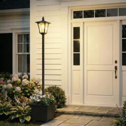 Rackhams 160cm Garden Solar Lamp Post Light, LED Solar Light Post, Black - ABS, Aluminium, PS - Solar powered - Garden Solar Lamp Post Light