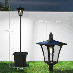 Rackhams 160cm Garden Solar Lamp Post Light, LED Solar Light Post, Black - ABS, Aluminium, PS - Solar powered - Garden Solar Lamp Post Light - thumbnail 3