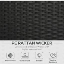 Rackhams 4-Seater Rattan Sofa Set Garden Rattan Furniture Wicker Steel Chair Seat Furniture Patio Rattan Garden Sofa Black - thumbnail 4