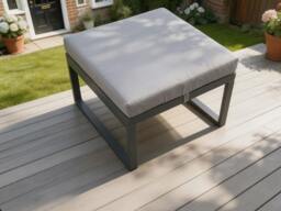 Rackhams Aluminium Outdoor Garden Footstool for Patio, Balcony, Terrace, Swimming Pool - Dark Grey - thumbnail 1