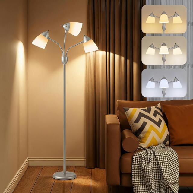 Rackhams Arc Tree Floor Lamp with 3000K/4500K/6500K Colour Temperatures Silver - image 1