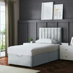 Rackhams Amelia Divan Bed with Upholstered Headboard - Silver - Small Single