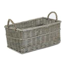 Rackhams Shallow Antique Wash Wicker Storage Basket - Set of 3 - thumbnail 5