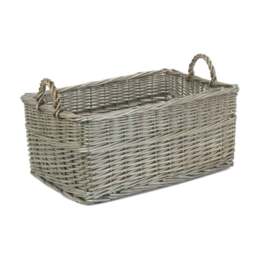 Rackhams Shallow Antique Wash Wicker Storage Basket - Set of 3 - thumbnail 4