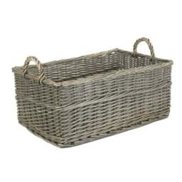 Rackhams Shallow Antique Wash Wicker Storage Basket - Set of 3 - thumbnail 3