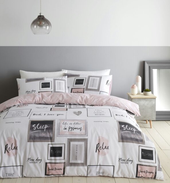 Rackhams Sleep Dreams Reversible Duvet Cover Set - Blush Pink - King - image 1