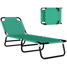 Rackhams Folding Lounge Chair, Outdoor Chaise Lounge for Bench Patio, Green - thumbnail 2
