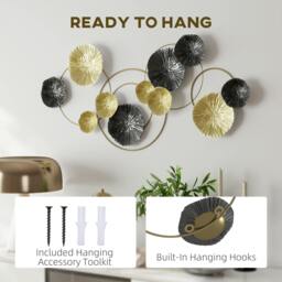 Rackhams Hanging Wall Sculpture with Modern Lotus-Leaf Design, Metal Wall Art - Metal Wall Art - 1 - Gold, Silver - thumbnail 4
