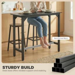 Rackhams Bar Table Coffee Table with Adjustable Footpads Black Marble Effect - Particle board, steel - Black marble effect - 1 - thumbnail 4