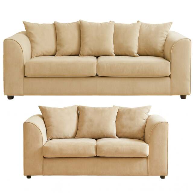 Rackhams Casper Chenille Fabric Sofa Set - Beige - image 1