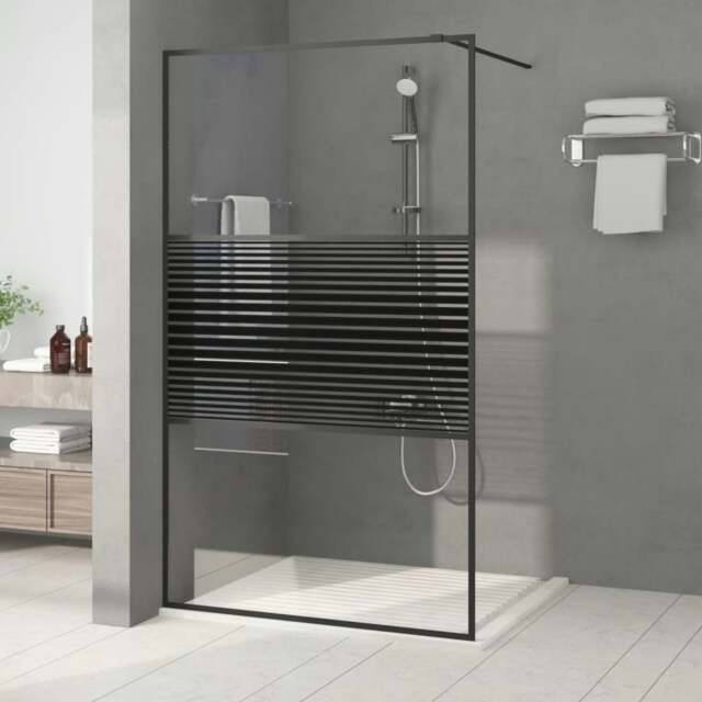 Rackhams Walk-in Shower Wall Black 115x195 cm Clear ESG Glass