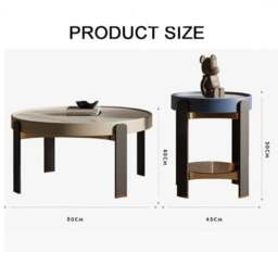 Rackhams Moira Side Table, Sintered Stone & Rubber Wood - 80*40cm - thumbnail 5