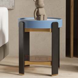 Rackhams Moira Side Table, Sintered Stone & Rubber Wood - 80*40cm - thumbnail 2
