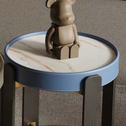 Rackhams Moira Side Table, Sintered Stone & Rubber Wood - 80*40cm - thumbnail 3