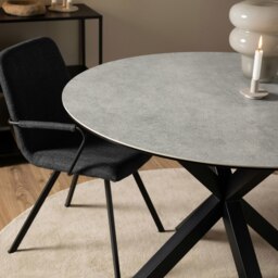 Rackhams Heaven Dining Table with Ceramic Grey Top - Black - No - Grey - thumbnail 4
