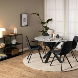 Rackhams Heaven Dining Table with Ceramic Grey Top - Black - No - Grey - thumbnail 3