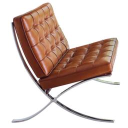 Rackhams Barcelona Chair And Ottoman, Brown Leather - Real Leather - thumbnail 2