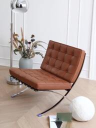 Rackhams Barcelona Chair And Ottoman, Brown Leather - Real Leather - thumbnail 5