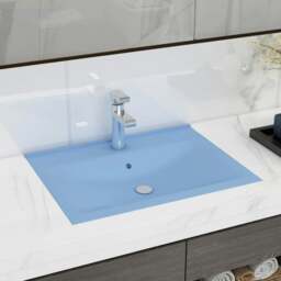 Rackhams Luxury Basin with Faucet Hole Matt Light Blue 60x46 cm Ceramic - thumbnail 1