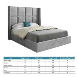 Rackhams Quanta Straight Winged Upholstered Soft Velvet Bed Frame - Grey - Grey - Small double - thumbnail 4