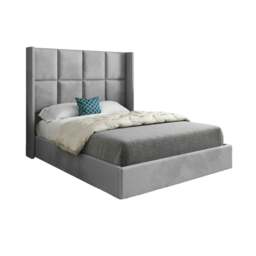 Rackhams Quanta Straight Winged Upholstered Soft Velvet Bed Frame - Grey - Grey - Small double - thumbnail 5