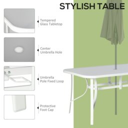 Rackhams 7 Piece Garden Dining Set w/ Dining Table and Chairs, Grey - Grey - Metal,Tempered Glass, Mesh - 150cm x 90cm x 71cm - thumbnail 4