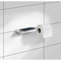Rackhams Polished Chrome Toilet Roll Holder with Shelf - thumbnail 2