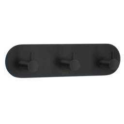 Rackhams Single Stainless Steel Triple Towel Hook (190 x 48mm) Self Adhesive Bathroom Wall Mounted - thumbnail 1