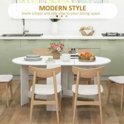 Rackhams Folding Dining Table, Drop Leaf Table for Small Spaces, Oval Tabletop for Dining Room, Ash Wood-Effect - thumbnail 5