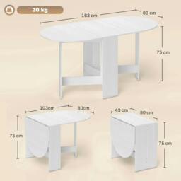 Rackhams Folding Dining Table, Drop Leaf Table for Small Spaces, Oval Tabletop for Dining Room, Ash Wood-Effect - thumbnail 3