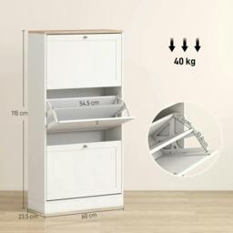 Rackhams Modern Compact Three-Drawer Shoe Storage Cabinet - White - thumbnail 3