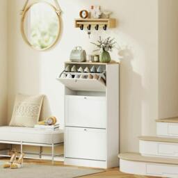 Rackhams Modern Compact Three-Drawer Shoe Storage Cabinet - White - thumbnail 2