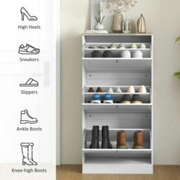 Rackhams Modern Compact Three-Drawer Shoe Storage Cabinet - White - thumbnail 6